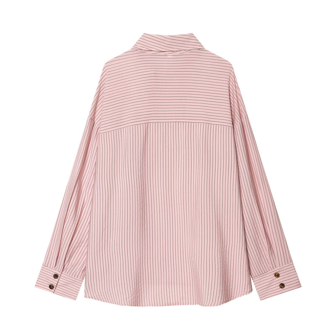 Damen Oversize-Hemdbluse mit durchgehender Knopfleiste und abgerundetem Saum Nord Taschen