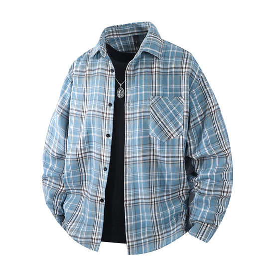 Herren Oversize kariertes Flanellhemd mit Brusttasche und entspannter Overshirt-Passform Nord Taschen