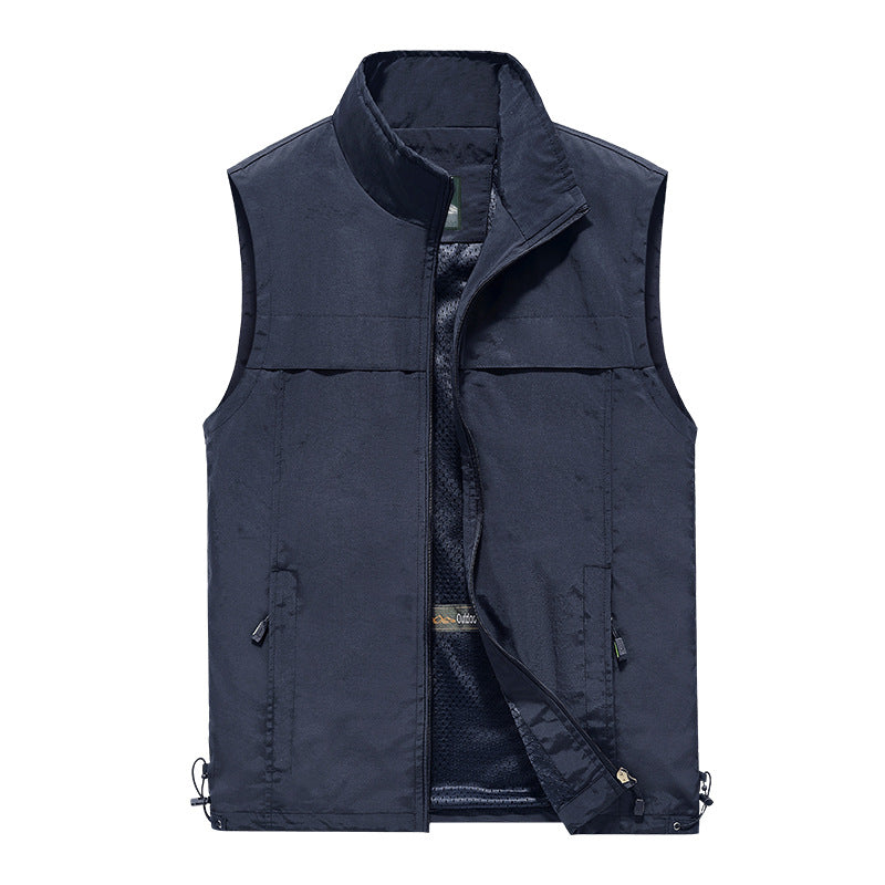 Herren  leichte winddichte Outdoor-Weste mit Stehkragen und Reißverschlusstaschen Nord Taschen