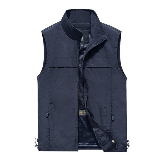Herren  leichte winddichte Outdoor-Weste mit Stehkragen und Reißverschlusstaschen Nord Taschen