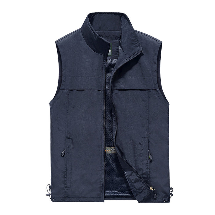Herren  leichte winddichte Outdoor-Weste mit Stehkragen und Reißverschlusstaschen Nord Taschen