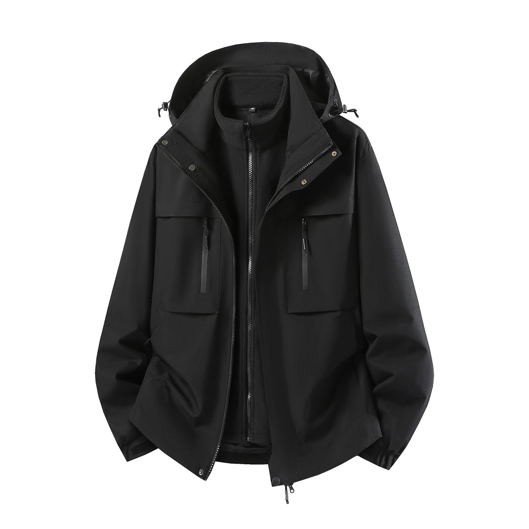 Herren Zweiteiliger Softshell-Parka mit herausnehmbarer Fleece-Innenjacke und Kapuze Nord Taschen