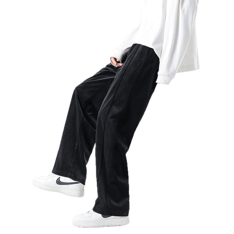 Herren Weite Velours-Jogginghose mit elastischem Bund und Kordelzug Nord Taschen
