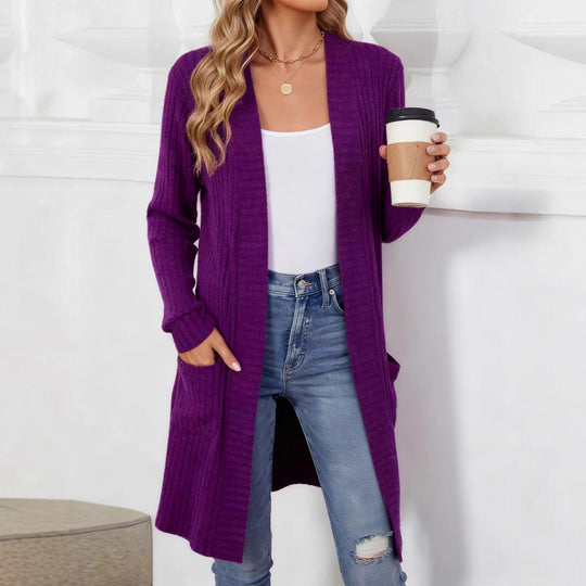Damen Eleganter Strickcardigan mit offenen Front Nord Taschen