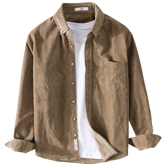 Herren Feines Cord-Overshirt mit Button-Down-Kragen und Brusttasche Nord Taschen