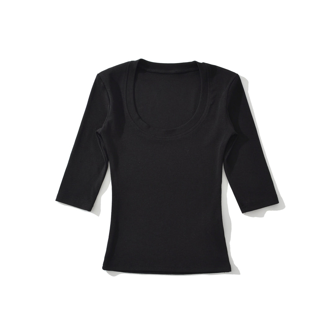 Damen Eng anliegendes Longsleeve mit tiefem Rundhalsausschnitt Nord Taschen