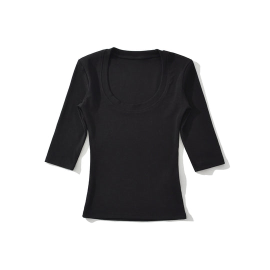 Damen Eng anliegendes Longsleeve mit tiefem Rundhalsausschnitt Nord Taschen