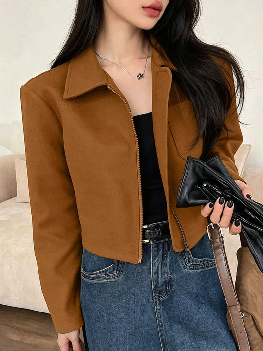 Damen Kurz geschnittene Suede Jacke Nord Taschen
