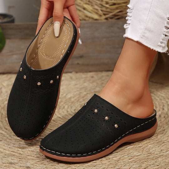 Damen bequeme Clogs mit atmungsaktiven Löchern und eleganten Verzierungen Nord Taschen