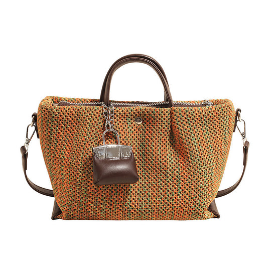 Damen stylische Strohtasche mit abnehmbarem Mini-Portemonnaie Nord Taschen