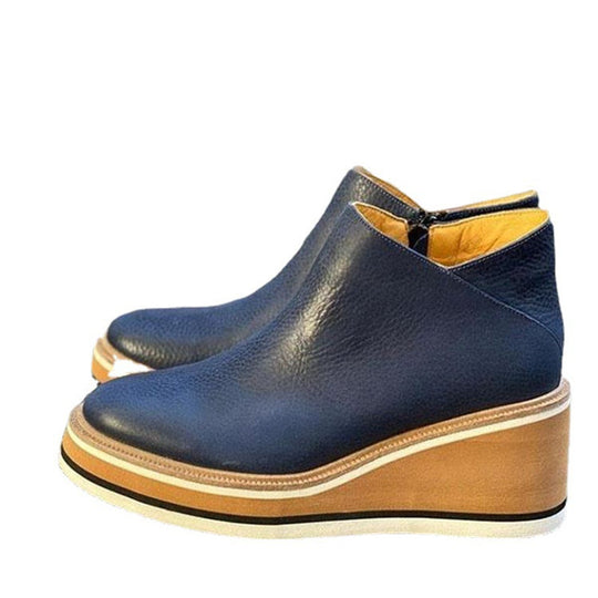 Damen  Keil-Ankle Boots mit genarbtem Kunstleder, dämpfender Plateausohle und gepolstertem Komfortfußbett Nord Taschen