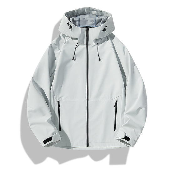 Herren Minimalistische Softshell-Regenjacke mit TPU‑Membran, verschweißten Nähten und verstellbarer Kapuze Nord Taschen