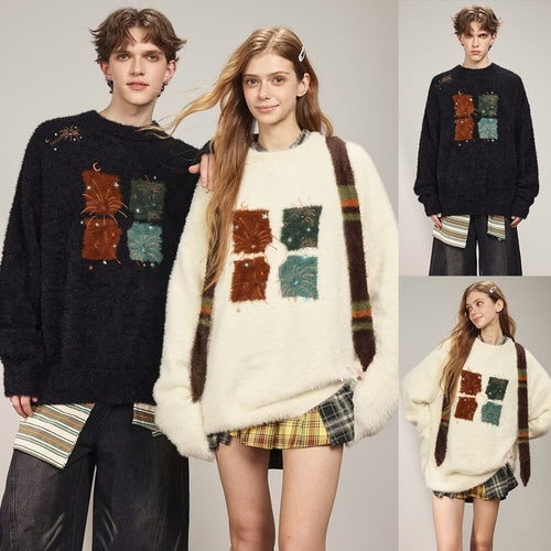 Herren Gemütlicher Grobstrickpullover mit einzigartigem Tiermotiv Nord Taschen