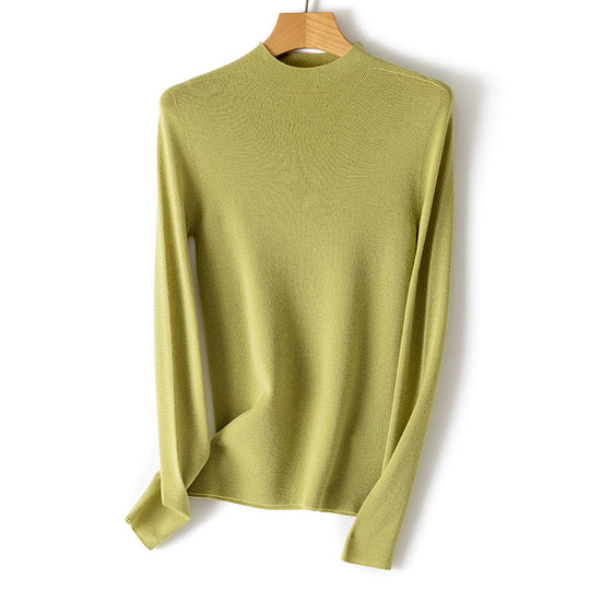 Damen Feiner Stretch-Feinstrickpullover mit halbem Stehkragen und schlanker Silhouette Nord Taschen