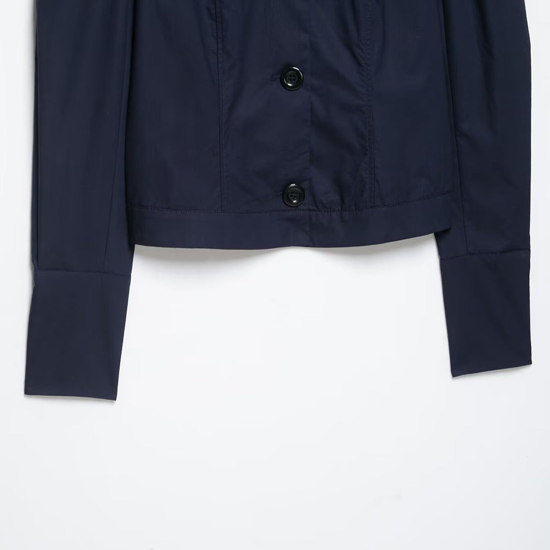 Damen Cropped Hemdjacke mit Puffärmeln und durchgehender Knopfleiste Nord Taschen