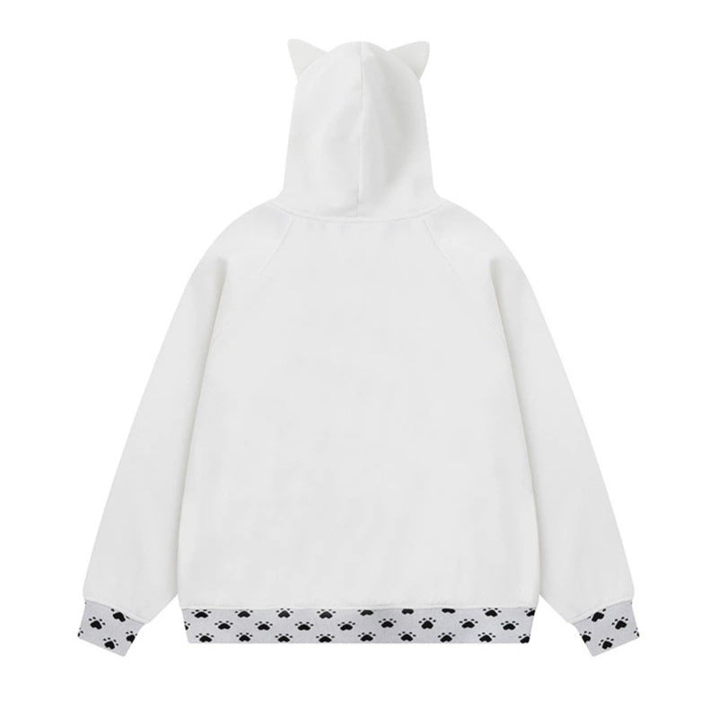 Damen Kapuzenjacke mit Reißverschluss im Casual‑Kawaii‑Stil, Kontrastkapuze, Comic‑Prints und Rippbündchen Nord Taschen