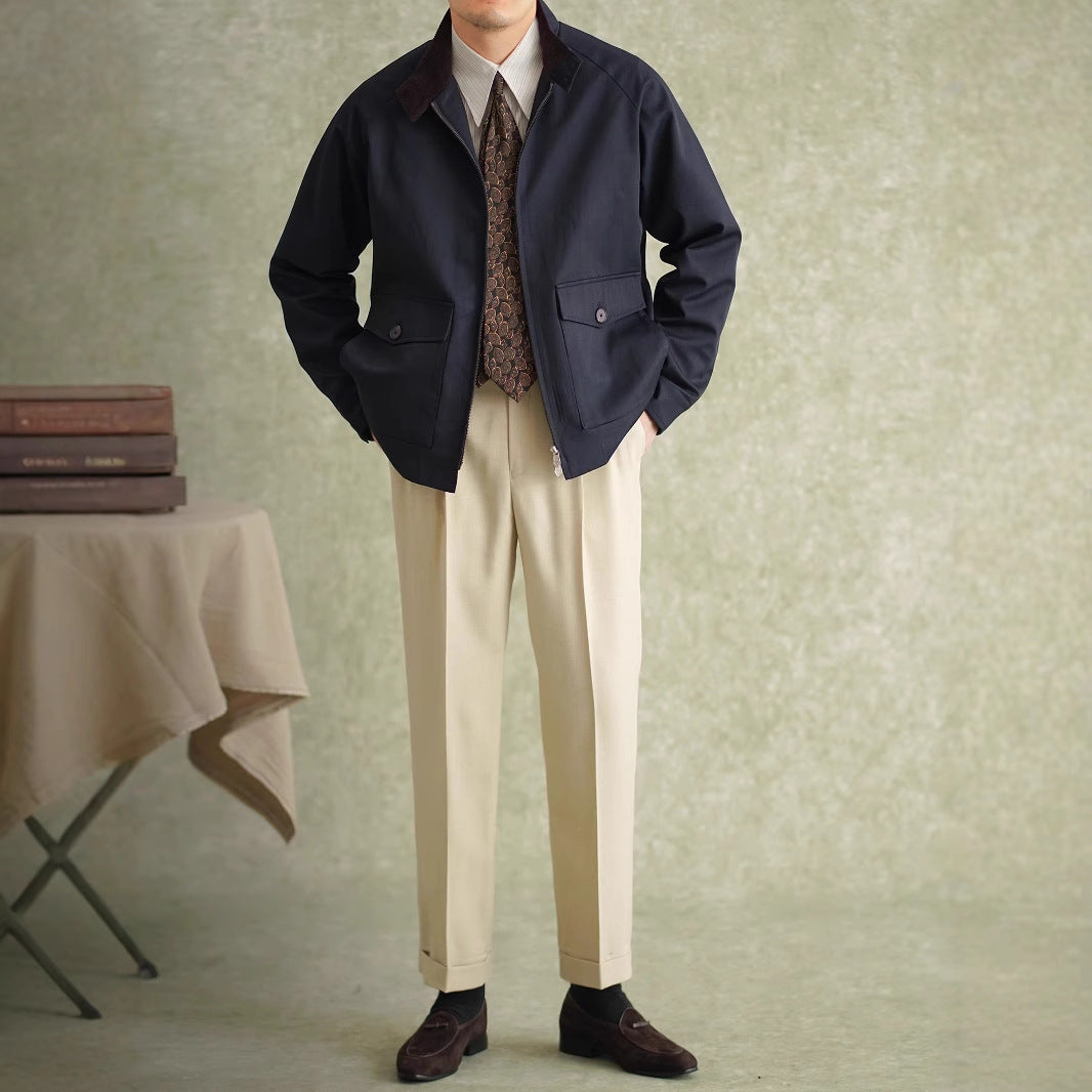 Herren Harrington-Jacke mit Cordkragen und aufgesetzten Pattentaschen Nord Taschen
