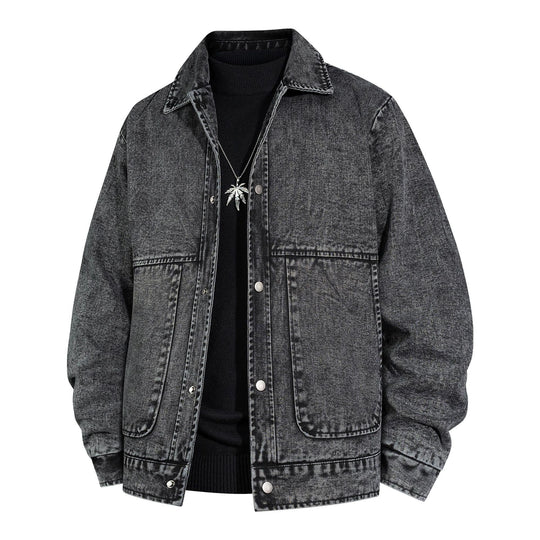 Herren Oversized Jeansjacke mit Stonewash-Effekt und aufgesetzten Taschen Nord Taschen