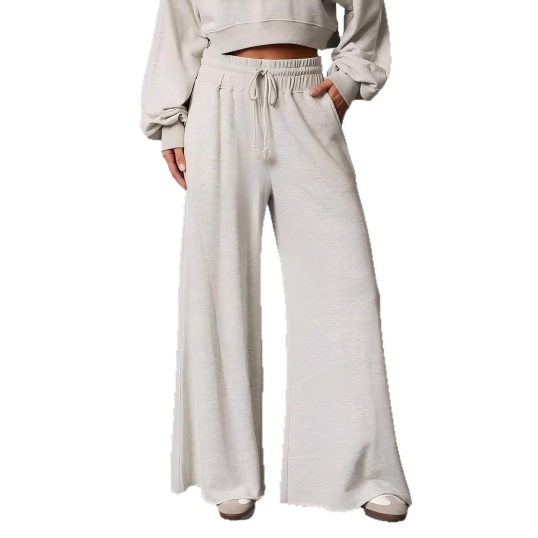 Damen weite High-Waist Loungehose mit Kordelzug und Seitentaschen Nord Taschen