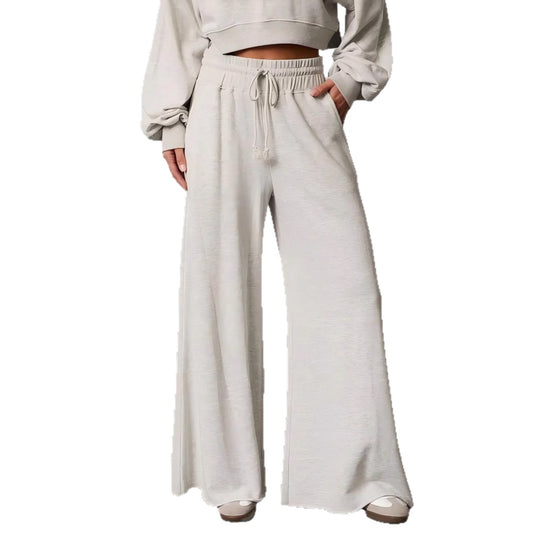 Damen weite High-Waist Loungehose mit Kordelzug und Seitentaschen Nord Taschen