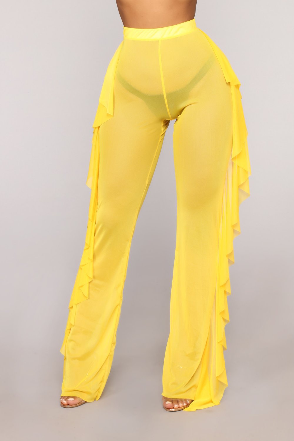 Damen Anziehbare Boho-Hosen mit Rüsche