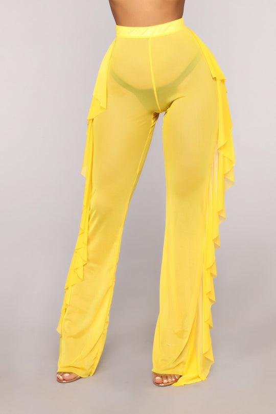 Damen Anziehbare Boho-Hosen mit Rüsche