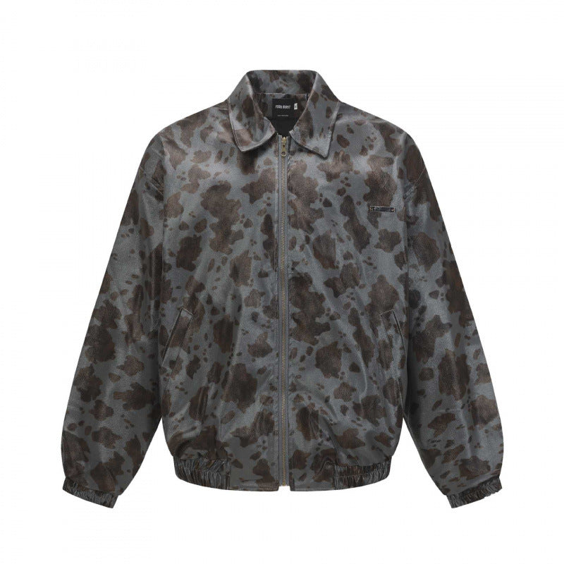 Unisex Kurz geschnittene Boxy-Jacke mit Reißverschluss, elastischem Saum und modernem Animal-Print Nord Taschen