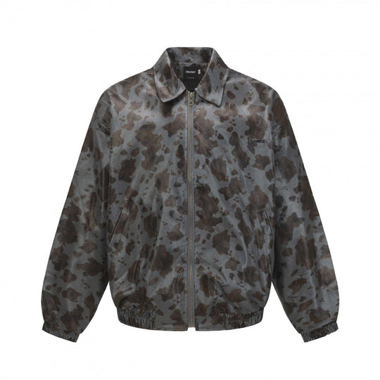 Unisex Kurz geschnittene Boxy-Jacke mit Reißverschluss, elastischem Saum und modernem Animal-Print Nord Taschen