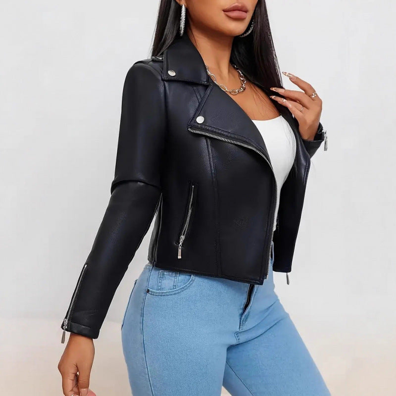Damen Kunstleder Bikerjacke figurbetont geschnitten - Vittorelli