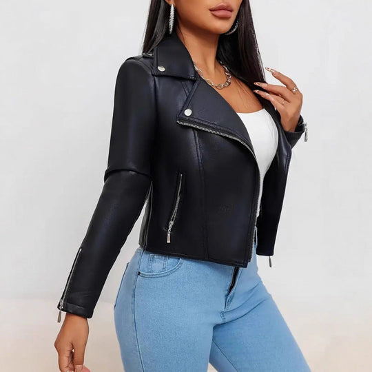 Damen Kunstleder Bikerjacke figurbetont geschnitten - Vittorelli