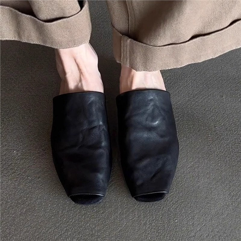 Damen Offene Mules aus weichem Leder