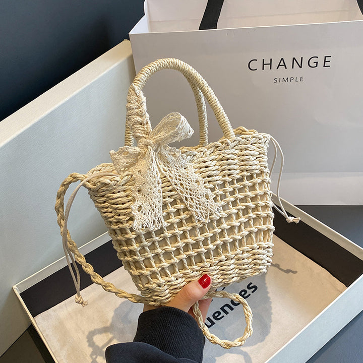 Damen handgefertigte Basttasche mit buntem Floraldesign Nord Taschen