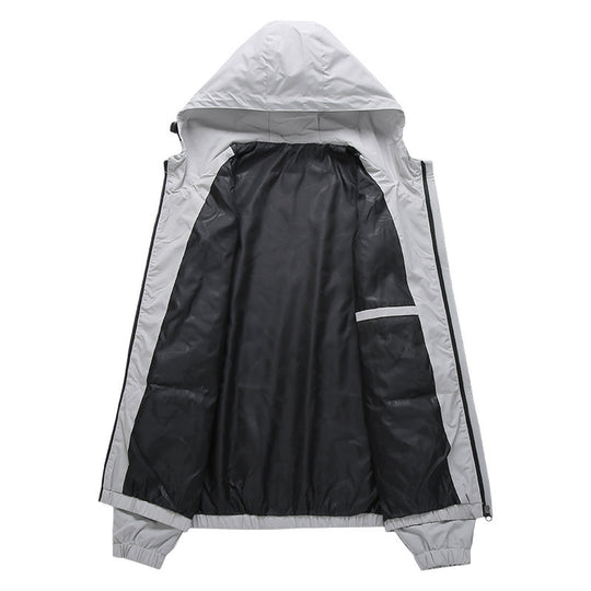 Herren Leichte Kapuzen-Windjacke mit wasserabweisender Oberfläche und verdecktem Reißverschluss Nord Taschen