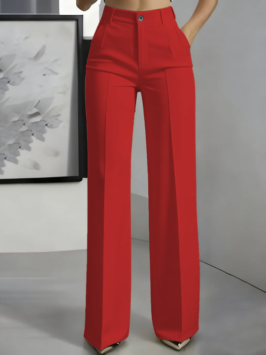 Damen Hochtaillierte Palazzo-Hose mit Bügelfalte und Eingrifftaschen Nord Taschen