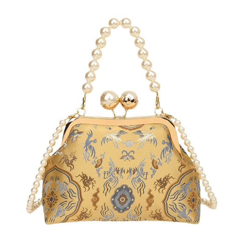 Damen elegante Clutch mit perlverziertem Rahmen Nord Taschen