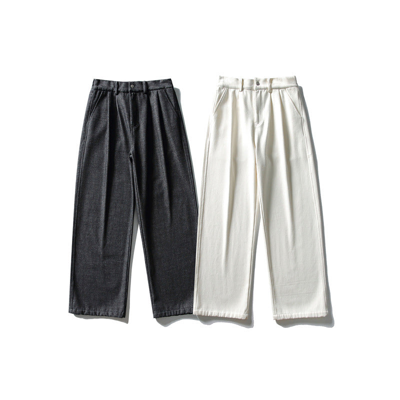 Damen Hochtaillierte weite Bundfaltenhose mit geradem Bein und Eingrifftaschen Nord Taschen