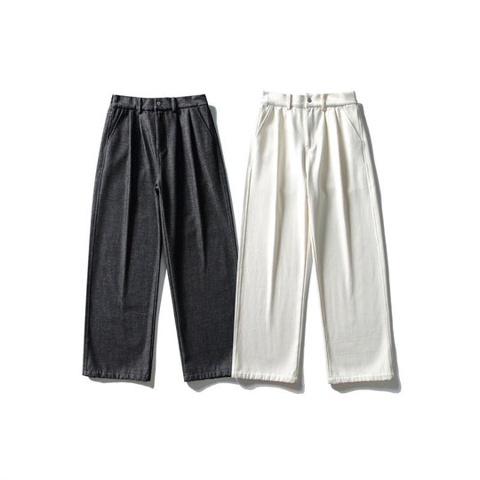 Damen Hochtaillierte weite Bundfaltenhose mit geradem Bein und Eingrifftaschen Nord Taschen