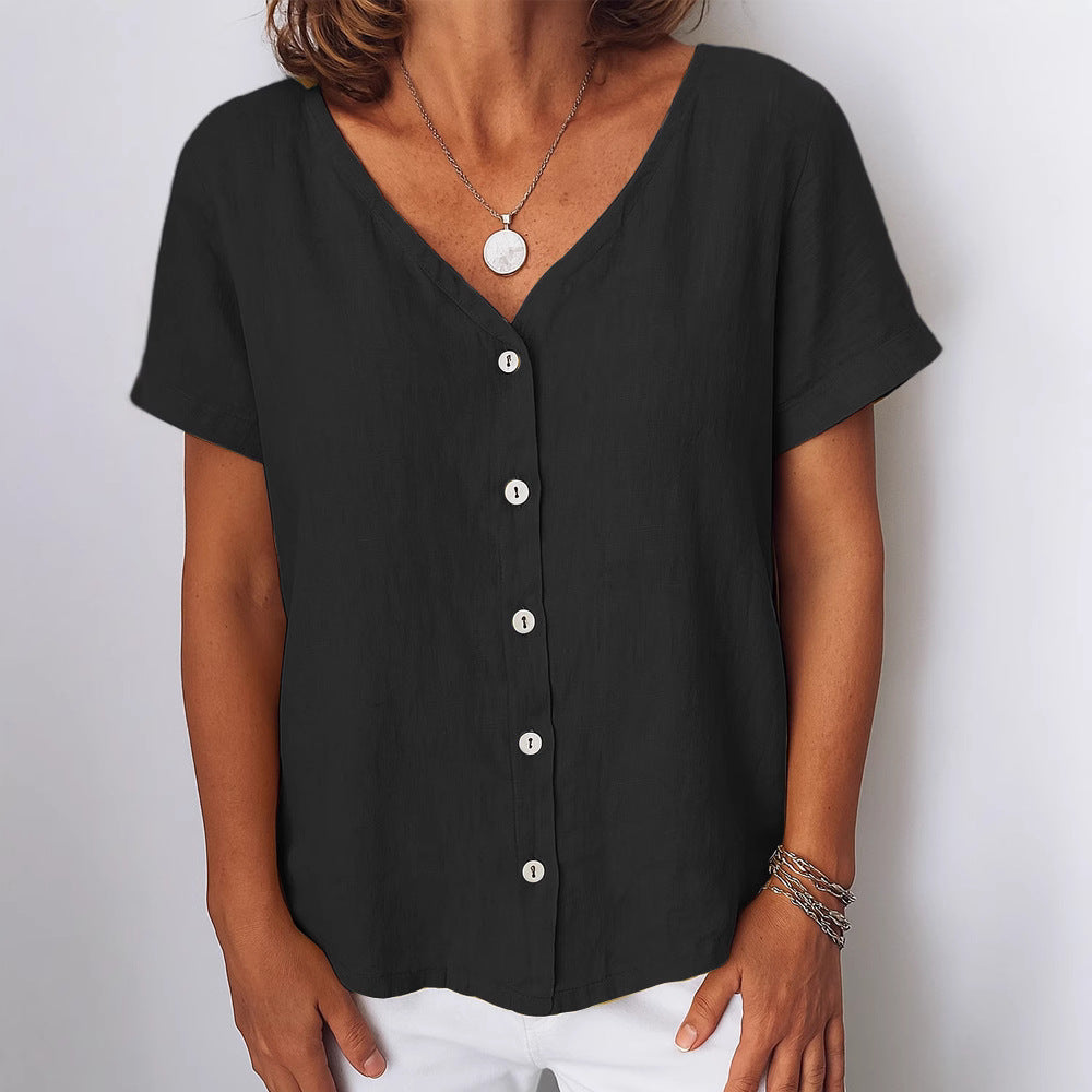Damen Leinenbluse mit Knopfdetails Nord Taschen