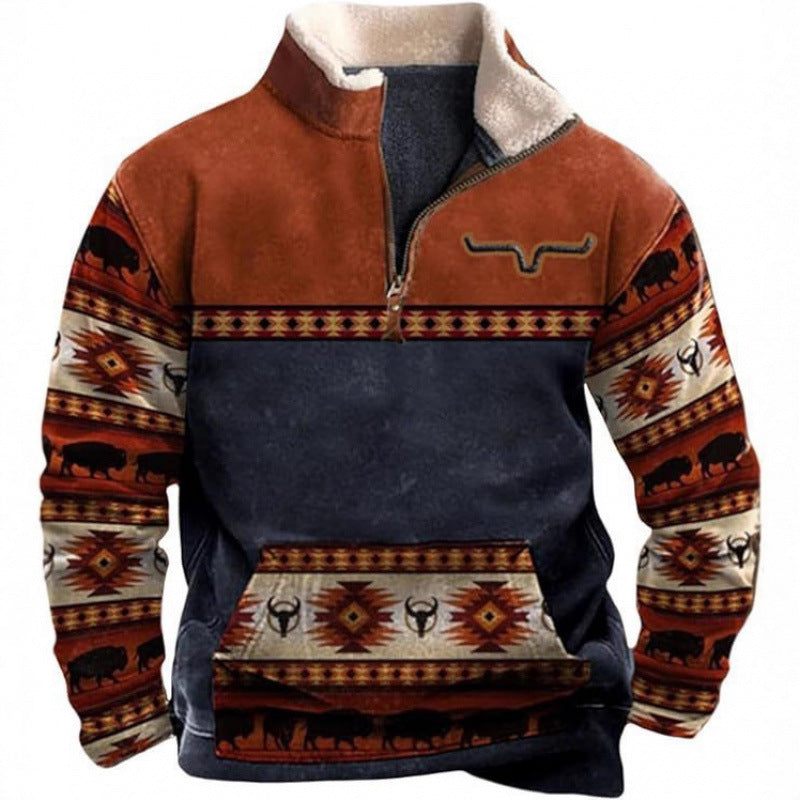 Herren Wärmender Fleece-Pullover mit Stehkragen Nord Taschen