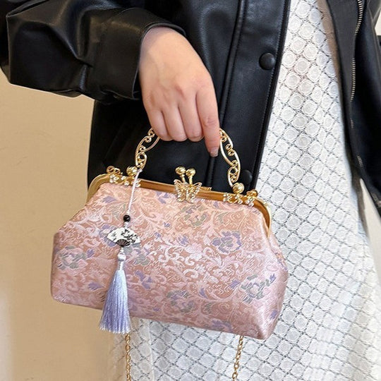 Damen Vintage-Inspirierte Clutch mit Kettenriemen Nord Taschen