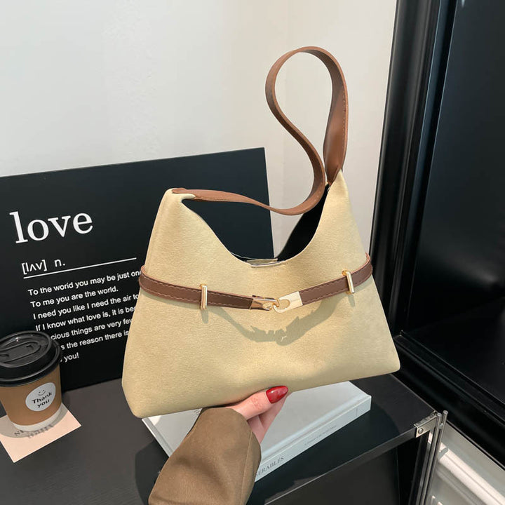 Damen modische Wildleder-Umhängetasche mit kontrastierendem Gurt Nord Taschen