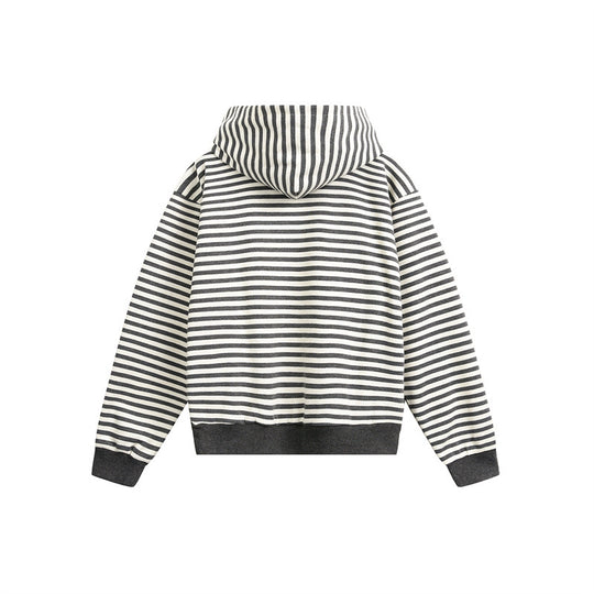Unisex Gestreifter Kapuzenpullover im Boxy-Cut mit Raglanärmeln Nord Taschen
