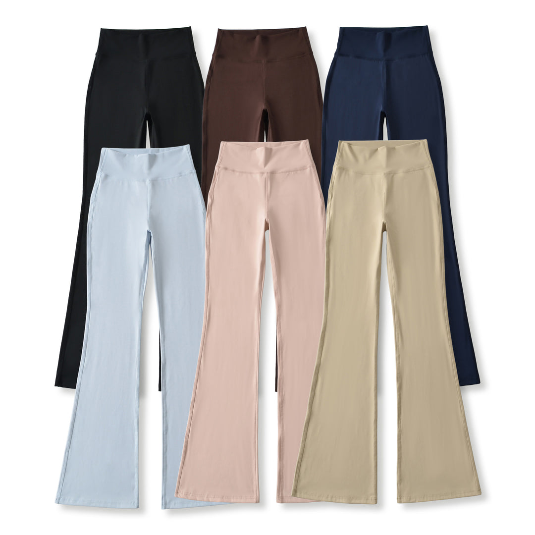 Damen Hochtaillierte ausgestellte Yoga‑Hose mit Formbund Nord Taschen