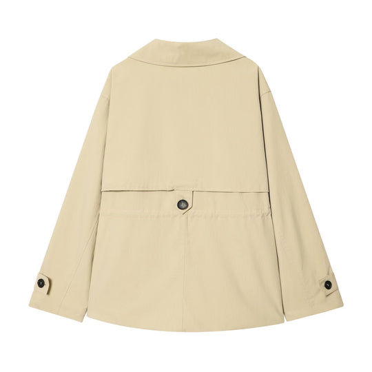 Damen Kurzer Oversize-Trenchcoat mit Tunnelzugtaillen und weitem Revers Nord Taschen