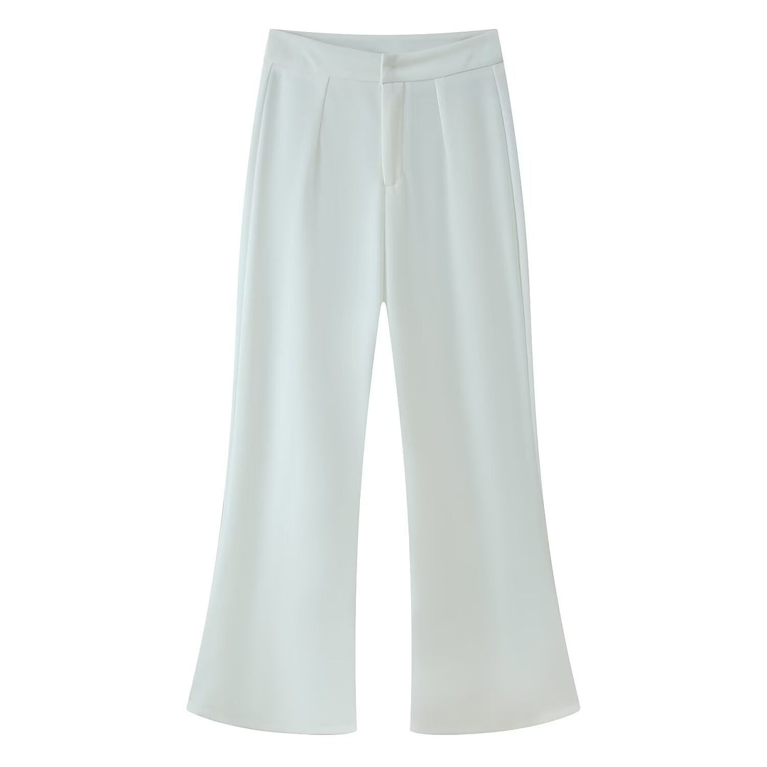 Damen hochtaillierte Palazzo‑Hose mit weitem Bein, Bundfalten und verdecktem Verschluss Nord Taschen