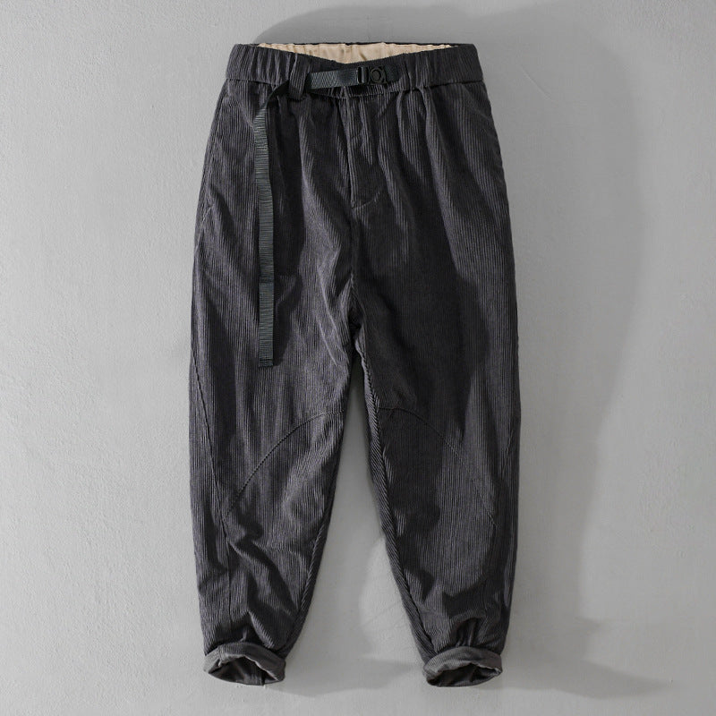 Herren Kord-Chino mit elastischem Bund, Gurtbandschließe und konischem Schnitt Nord Taschen