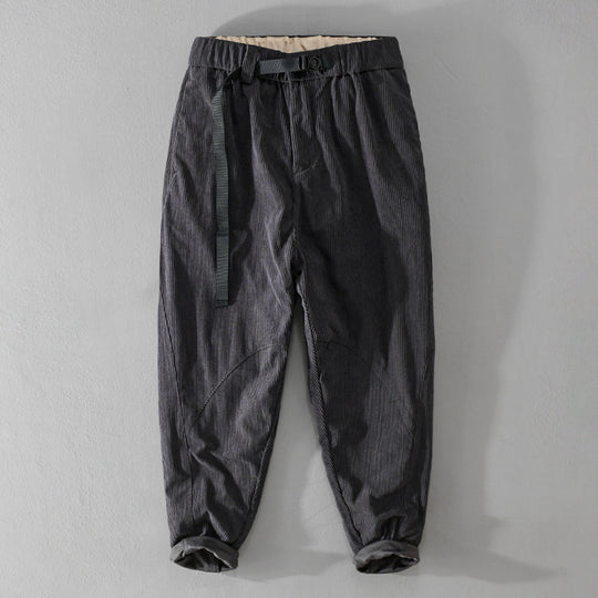 Herren Kord-Chino mit elastischem Bund, Gurtbandschließe und konischem Schnitt Nord Taschen