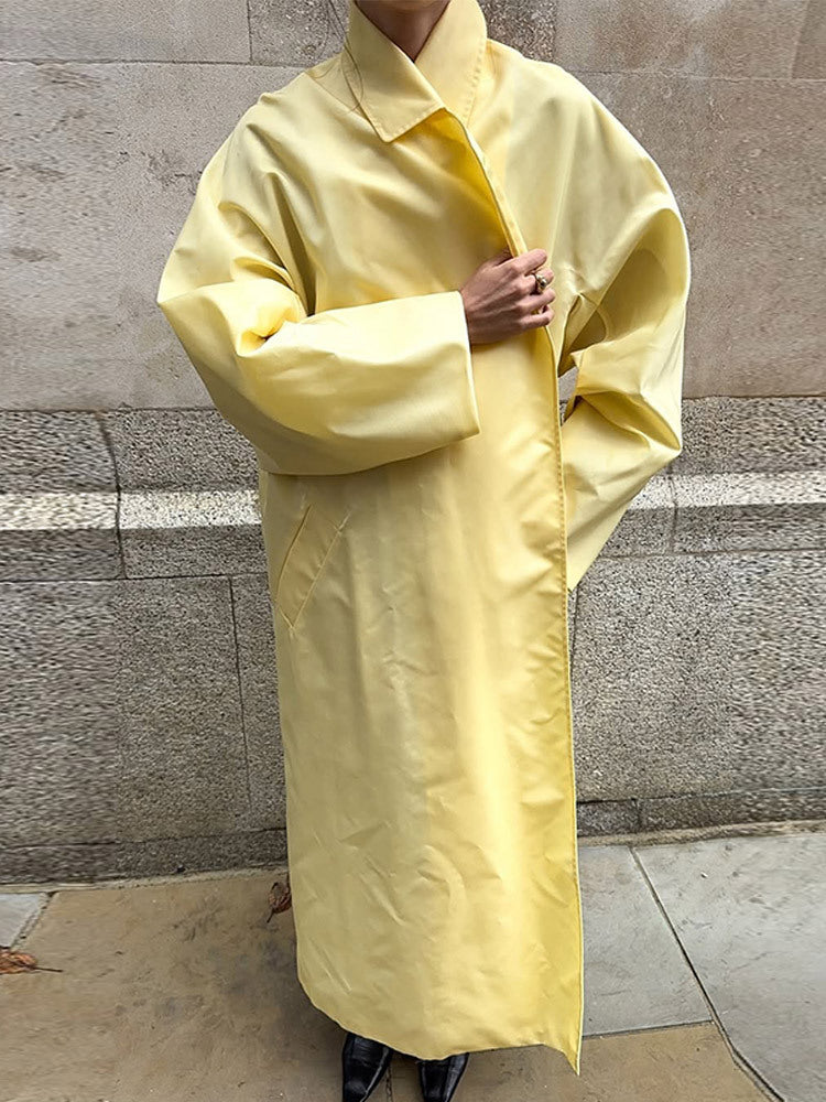 Damen Maxilanger Oversize-Mantel im Cocoon-Schnitt mit verdeckter Knopfleiste Nord Taschen
