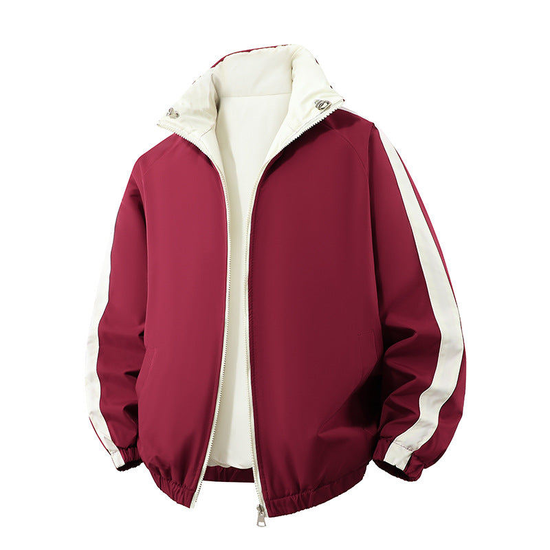 Herren Kurz geschnittene Thermo-Pufferjacke mit hohem, verstellbarem Stehkragen und kontrastierter Innenfütterung Nord Taschen