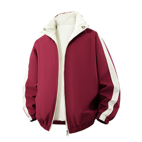 Herren Kurz geschnittene Thermo-Pufferjacke mit hohem, verstellbarem Stehkragen und kontrastierter Innenfütterung Nord Taschen